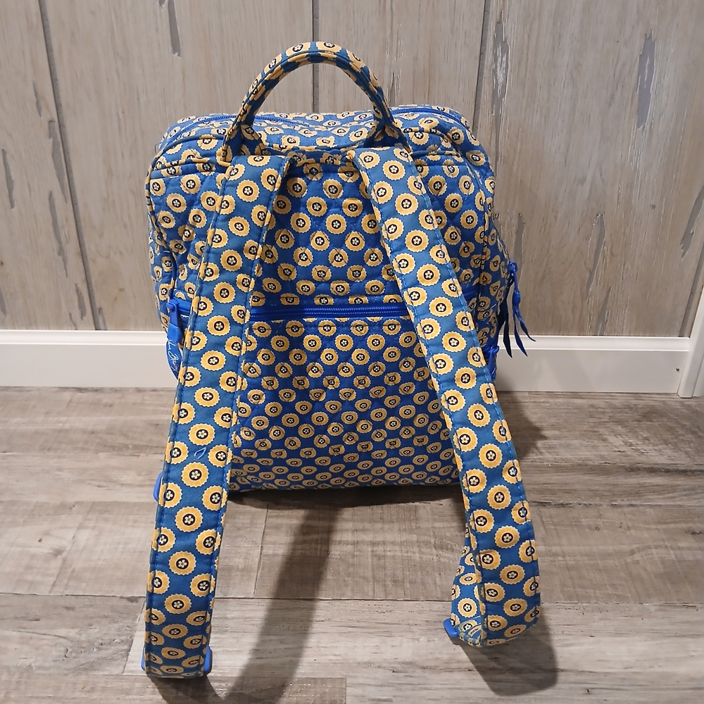 Vera Bradley Blue and Yellow Geometric Backpack - Picture 4 of 10